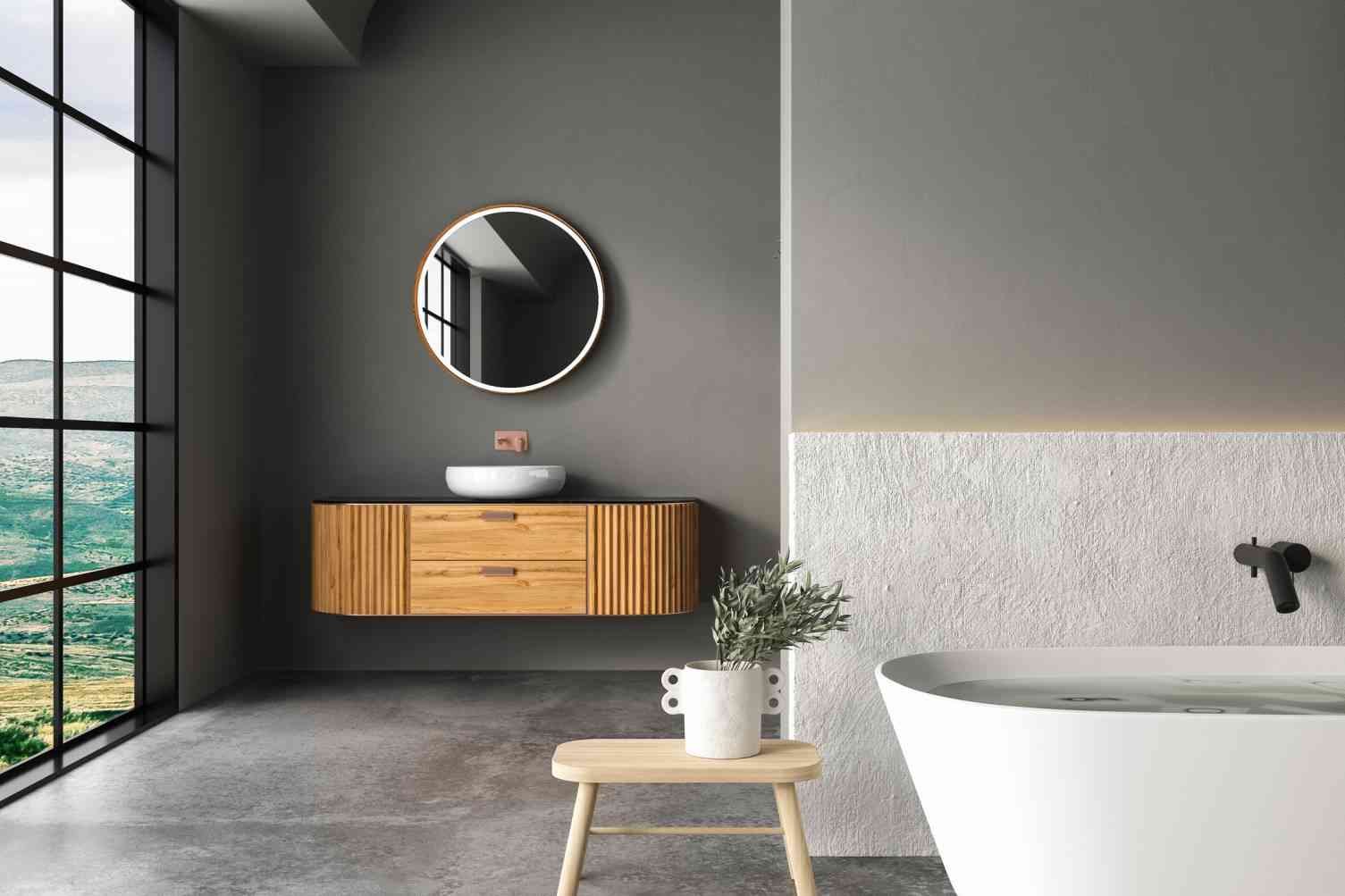 intérieur moderne design mobilier meuble mur salon salle de bains matériau décoratif lumière