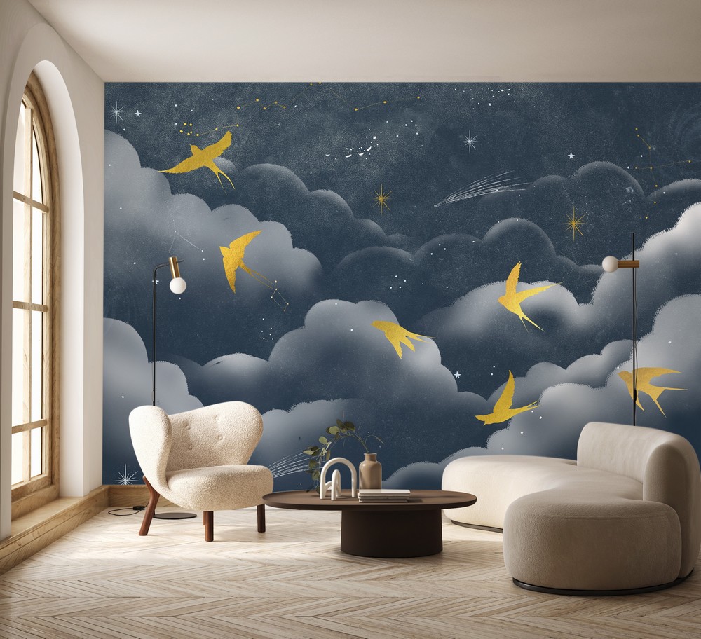 Papier peint nuage Les Hirondelles Et Les Constellations